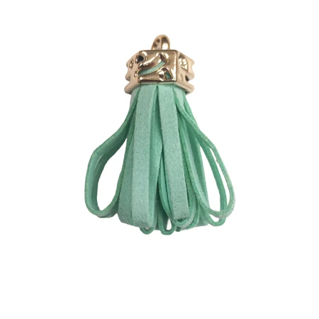 Bőr rojt gyöngykupakkal menta 4cm