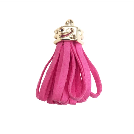 Bőr rojt gyöngykupakkal pink 4cm