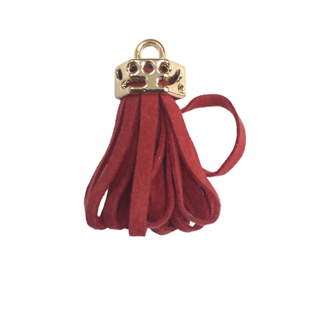 Bőr rojt gyöngykupakkal piros 4cm