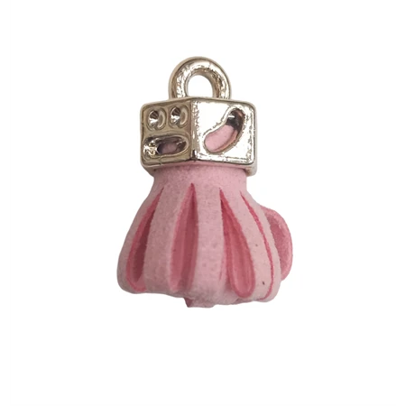 Bőr rojt gyöngykupakkal rózsaszín 2,5cm