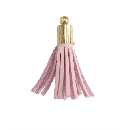 Bőr rojt gyöngykupakkal rózsaszín 2,5cm keskeny 1db