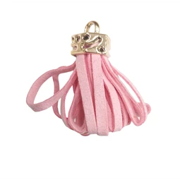 Bőr rojt gyöngykupakkal rózsaszín 4cm