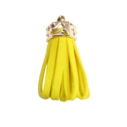 Bőr rojt gyöngykupakkal sárga 4cm