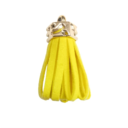 Bőr rojt gyöngykupakkal sárga 4cm