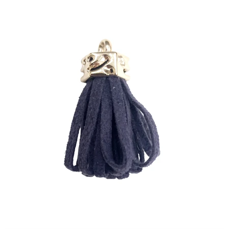 Bőr rojt gyöngykupakkal sötétkék 4cm