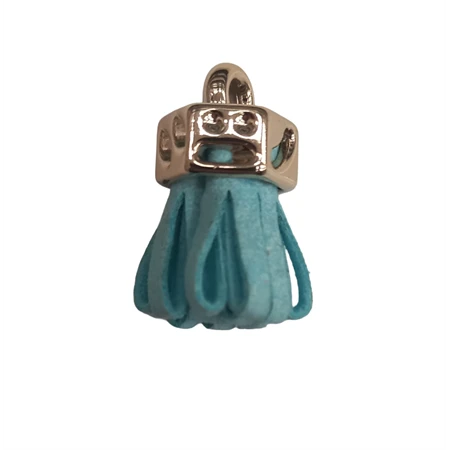 Bőr rojt gyöngykupakkal világoskék 2,5cm