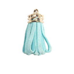 Bőr rojt gyöngykupakkal világoskék 4cm