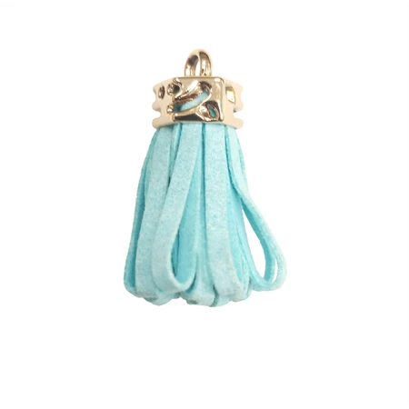 Bőr rojt gyöngykupakkal világoskék 4cm