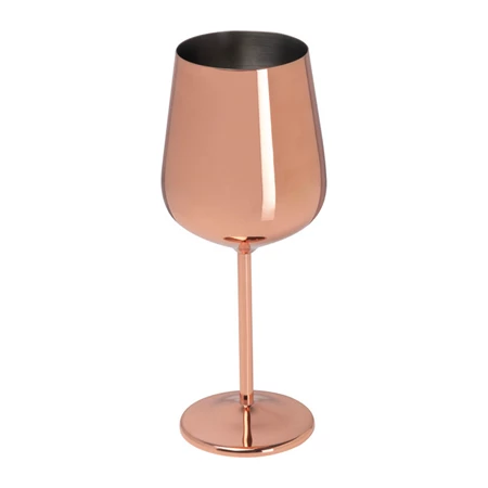 Borospohár, réz bevonattal, 500ml, rose gold színben fénylik, 8,5 x 22,5 cm, hosszan hidegen tartja az italt
