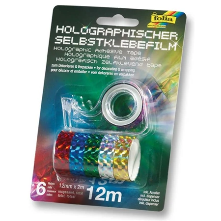 Cellux hologrammos 12mmx2m 6db-os öntapadó csillogó holografikus cellux készlet