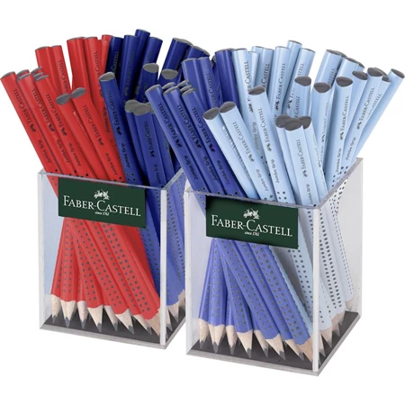 Ceruza Faber-Castell Grip 2001 Jumbo B 10mm vastag, 175mm hosszú piros ergonomikus háromszög formájú test fekete pötyök