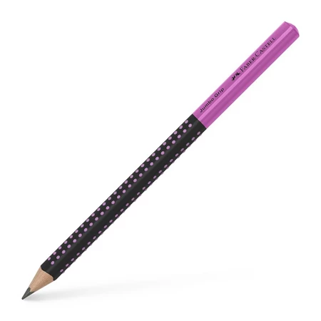 Ceruza Faber-Castell Grip 2001 Jumbo HB 10mm vastag, 175mm hosszú fekete/pink ergonomikus háromszög formájú test pötyök