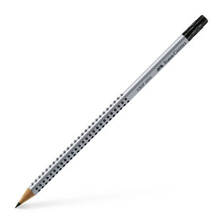 Ceruza Faber-Castell Grip 2001 radíros B ergonomikus háromszög formájú szürke test fekete pötyökkel