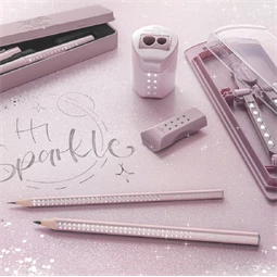 Ceruza Faber-Castell Grip Jumbo Sparkle gyöngyházfényű háromszög alakú test, törésálló hegy, metál rózsaszín
