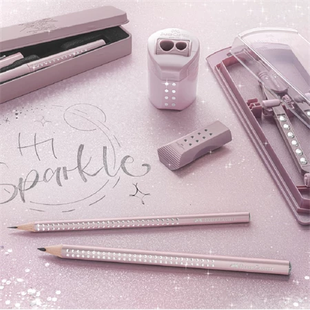 Ceruza Faber-Castell Grip Jumbo Sparkle gyöngyházfényű háromszög alakú test, törésálló hegy, metál rózsaszín
