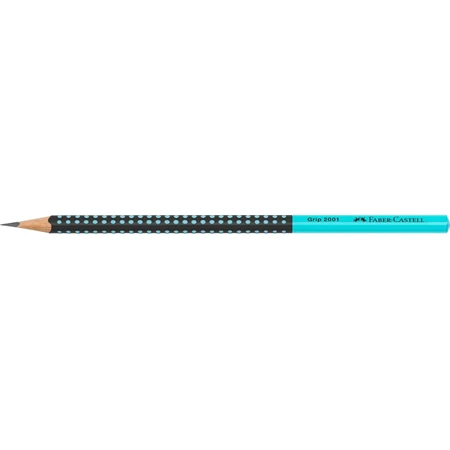 Ceruza Faber-Castell Grip 2001 HB fekete/türkiz ergonomikus háromszög formájú test türkiz pötyökkel