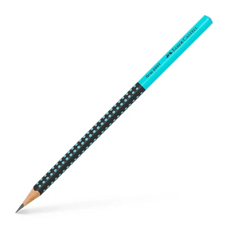 Ceruza Faber-Castell Grip 2001 HB fekete/türkiz ergonomikus háromszög formájú test türkiz pötyökkel