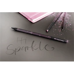 Ceruza Faber-Castell SPARKLE Midnight B fekete-rózsaszín test, rózsaszín csillogó pöttyök