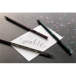 Ceruza Faber-Castell Sparkle Midnight B fekete-óceánkék testtel, kék csillogó díszítéssel