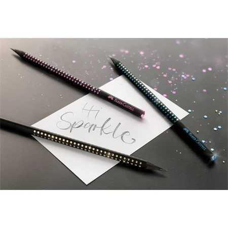 Ceruza Faber-Castell Sparkle Midnight B fekete-óceánkék testtel, kék csillogó díszítéssel