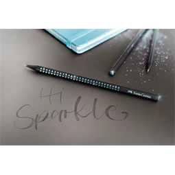 Ceruza Faber-Castell Sparkle Midnight B fekete-óceánkék testtel, kék csillogó díszítéssel