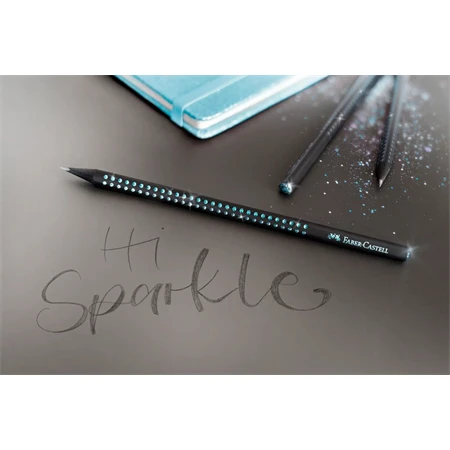 Ceruza Faber-Castell Sparkle Midnight B fekete-óceánkék testtel, kék csillogó díszítéssel