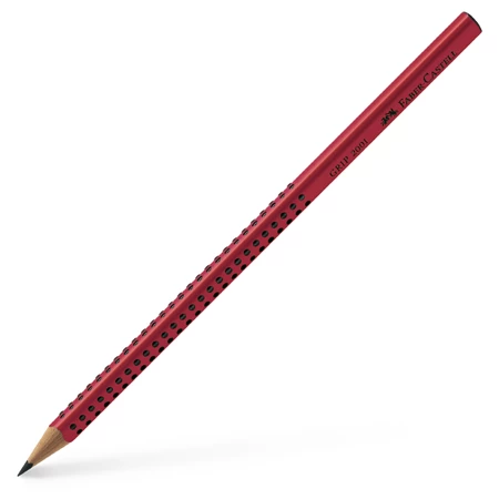 Ceruza Faber-Castell Grip 2001 B piros ergonomikus háromszög formájú test fekete pötyökkel