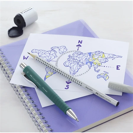Ceruza Faber-Castell Grip 2001 HB szürke ergonomikus háromszög formájú test fekete pötyökkel