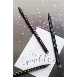 Ceruza Faber-Castell SPARKLE Midnight B fekete-rózsaszín test, rózsaszín csillogó pöttyök