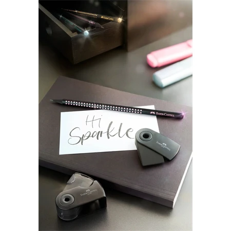 Ceruza Faber-Castell SPARKLE Midnight B fekete-arany test, arany csillogó pöttyök