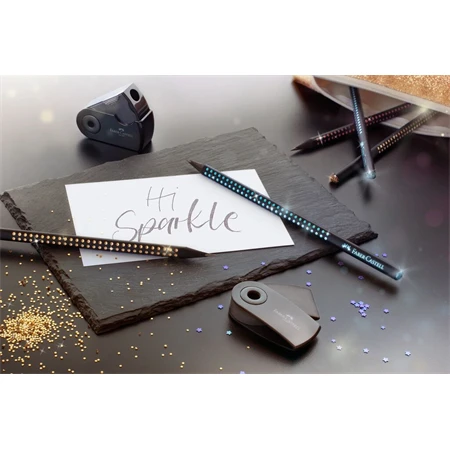 Ceruza Faber-Castell SPARKLE Midnight B fekete-arany test, arany csillogó pöttyök
