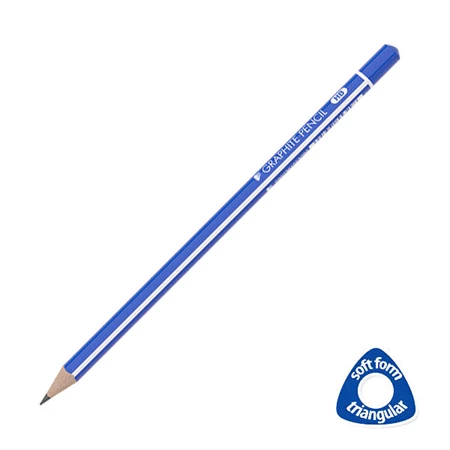 Ceruza ICO Signetta Design, háromszögű, HB grafit kék-fehér csíkos test