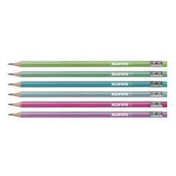 Ceruza KORES háromszögletű, radíros, GRAFITOS Style, vegyes metál színű test, HB
