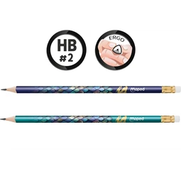 Ceruza MAPED Dragon grafitceruza háromszögletű kialakítással és látványos sárkány mintával, HB, radírral, 12db