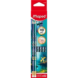 Ceruza MAPED Dragon grafitceruza háromszögletű kialakítással és látványos sárkány mintával, HB, radírral, 12db