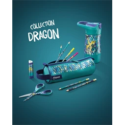 Ceruza MAPED Dragon grafitceruza háromszögletű kialakítással és látványos sárkány mintával, HB, radírral, 1db