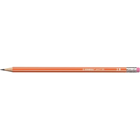 Ceruza STABILO Pencil 160 radírral, 2B, hatszögletű, narancs