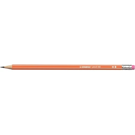 Ceruza STABILO Pencil 160 radírral, HB, hatszögletű, narancs