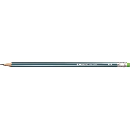Ceruza STABILO Pencil 160 radírral, HB, hatszögletű, olajzöld