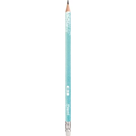 Ceruza készlet 6db-os MAPED Black`Peps Glitter Deco háromszögletű HB radíros vegyes pasztell színek