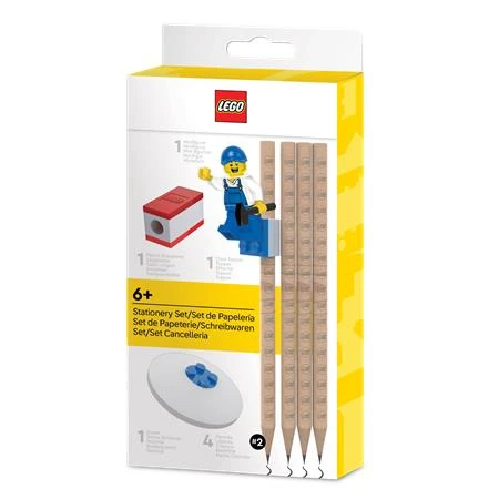 Ceruza készlet, LEGO 4db HB ceruza, hegyezővel, radírral, mini figurával