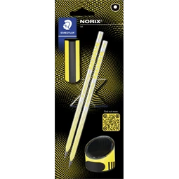Ceruza készlet STAEDTLER Norix 181 2 db grafitceruza + 1 db egylyukú hegyező + 1 db radír sárga