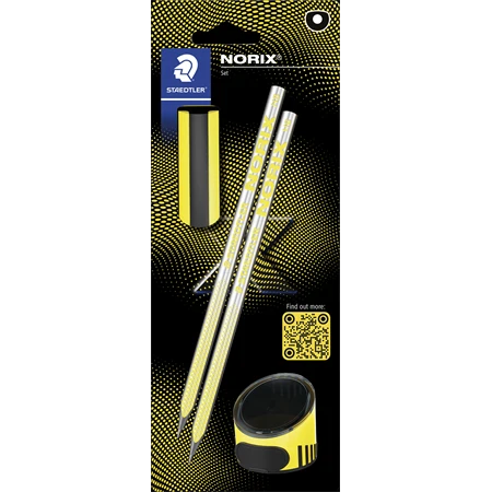 Ceruza készlet STAEDTLER Norix 181 2 db grafitceruza + 1 db egylyukú hegyező + 1 db radír sárga