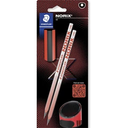 Ceruza készlet STAEDTLER Norix 181 2 db grafitceruza + 1 db egylyukú hegyező + 1 db radír, korall piros