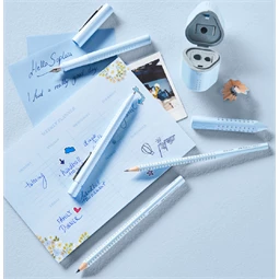 Ceruza szett Faber-Castell Grip Jumbo grafitceruza B + trió hegyező + radír égkék bliszterben