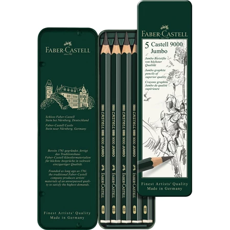 Ceruza szett 5db-os Faber-Castell Grip 9000 HB, 2B, 4B, 6B, 8B, fém dobozban