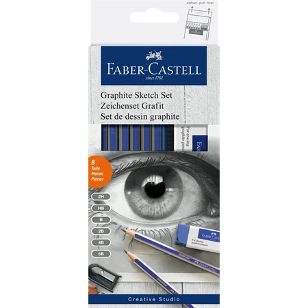 Ceruza szett Faber-Castell Goldfaber Creative Studio 8 db-os grafit vázlatkészlet, radírral és hegyezőve Art and Graphic