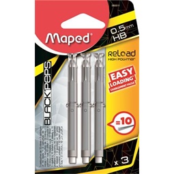 Ceruzahegy MAPED Reload nyomósirónhoz, 0,5mm, HB 3db/csomag