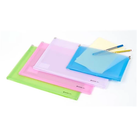 Irattartó tasak cipzáras A/4 Panta Plast, talpas, pasztell kék, ZIP-BAG