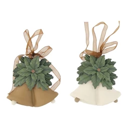 Dekoráció csengő fagyallal akasztós poly 7x4x8 cm krém, barna 2 féle 1db, figura nem választható